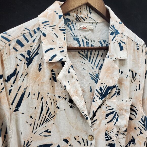 Faherty Womens Button Up Linen Shirt Dress Size L Beach Costal Travel Vacation - Picture 2 of 9